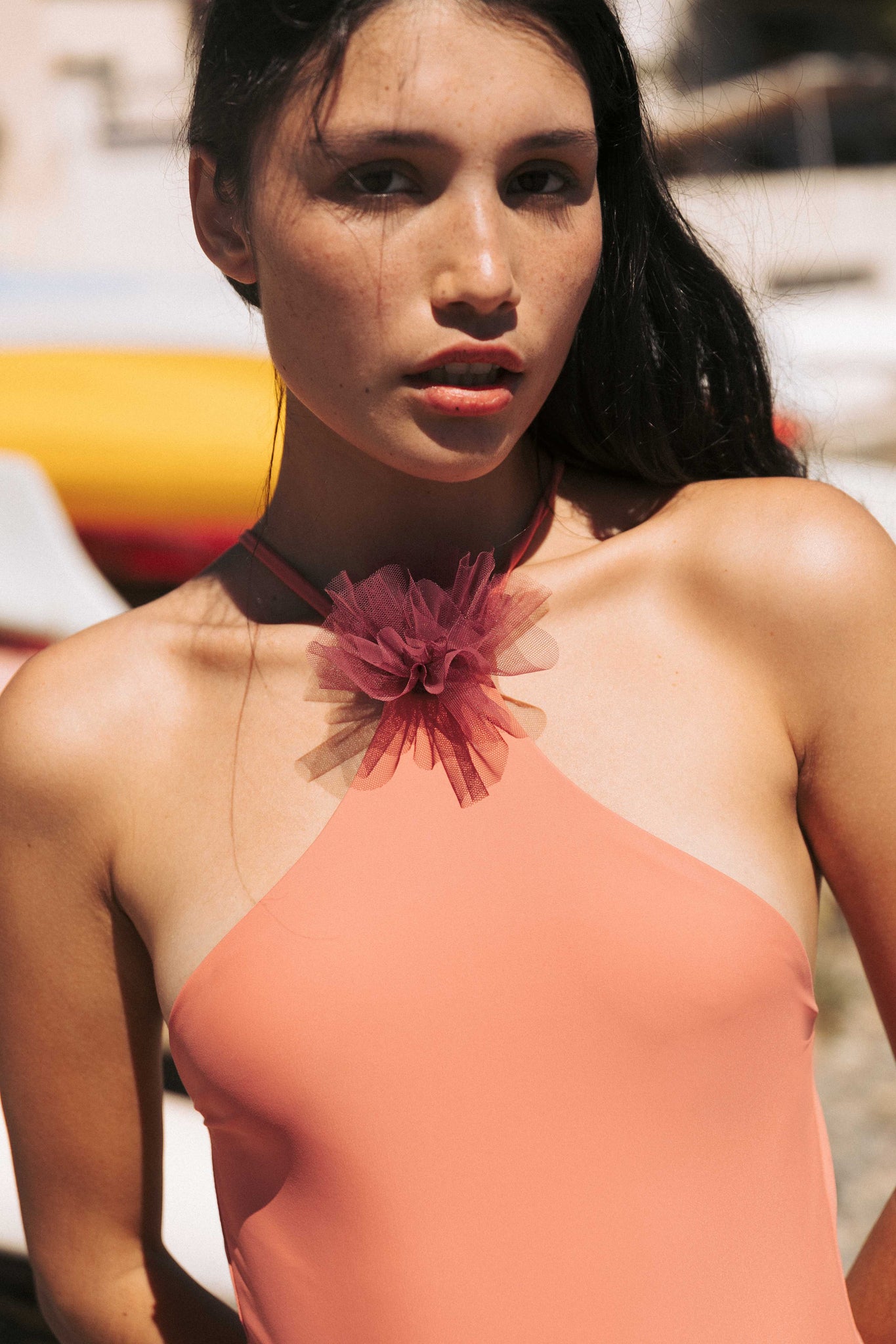 Luxury Coral Wine Swimsuit by Besson Barcelona - Celine Collection